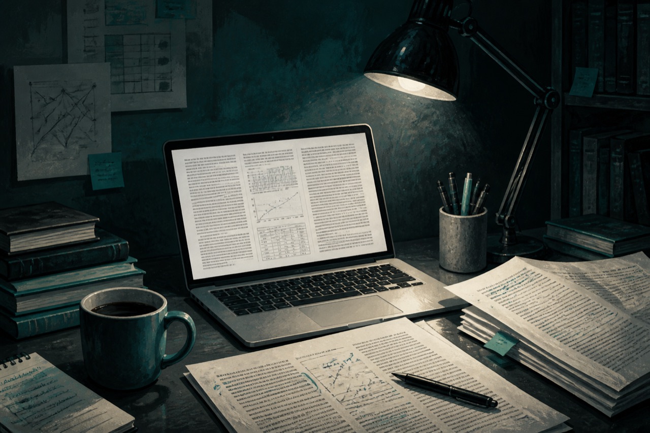 Annotated academic PDF on tablet with focus mode