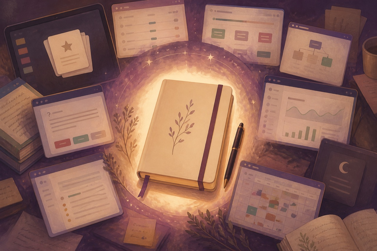 Comparison of study apps and a revision planner on a desk