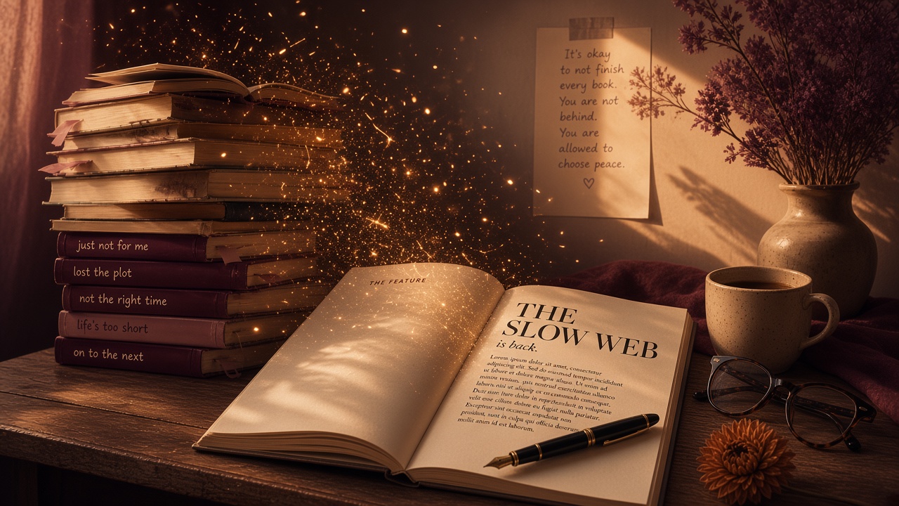 Notification sparks fading while one deep book stays lit