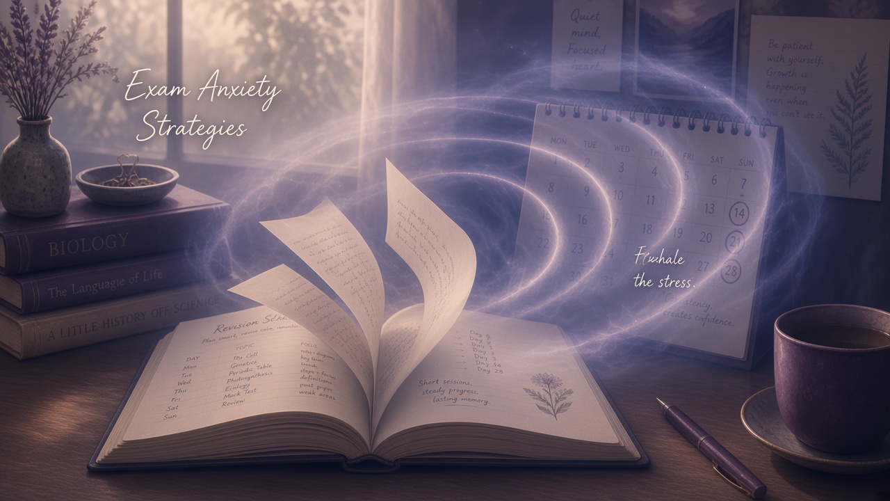 Notebook surrounded by soft calming rings of light